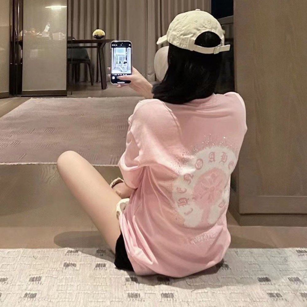 Chrome Hearts fans horseshoe print LOGO fans round neck short sleeve